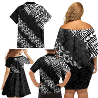 Hawaii Papakolea Born And Raised Family Matching Off Shoulder Short Dress and Hawaiian Shirt Hawaiian Tribal Pattern LT05 - Polynesian Pride