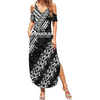 Hawaii Papakolea Born And Raised Family Matching Summer Maxi Dress and Hawaiian Shirt Hawaiian Tribal Pattern LT05 Mom's Dress Black - Polynesian Pride
