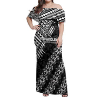 Hawaii Papakolea Born And Raised Off Shoulder Maxi Dress Hawaiian Tribal Pattern