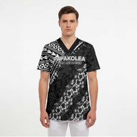 Hawaii Papakolea Born And Raised Scrub Top Hawaiian Tribal Pattern