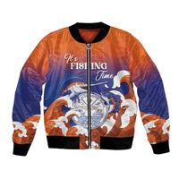 Marshall Islands Fishermen's Day Bomber Jacket It's Fishing Time LT05 Unisex Orange - Polynesian Pride