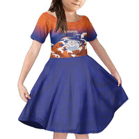 Marshall Islands Fishermen's Day Family Matching Long Sleeve Bodycon Dress and Hawaiian Shirt It's Fishing Time LT05 Daughter's Dress Orange - Polynesian Pride