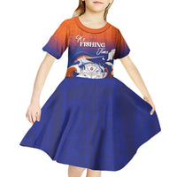Marshall Islands Fishermen's Day Kid Short Sleeve Dress It's Fishing Time