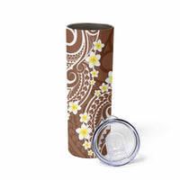Plumeria With Brown Polynesian Tattoo Pattern Skinny Tumbler
