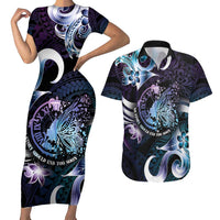Personalised Polynesia Suicide Prevention Awareness Couples Matching Short Sleeve Bodycon Dress and Hawaiian Shirt No Story Should End Too Soon LT05 Purple - Polynesian Pride