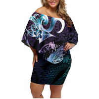 Personalised Polynesia Suicide Prevention Awareness Family Matching Off Shoulder Short Dress and Hawaiian Shirt No Story Should End Too Soon LT05 Mom's Dress Purple - Polynesian Pride