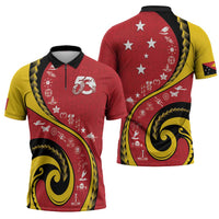 Papua New Guinea 50th Independence Anniversary Zipper Polo Shirt Special Style Red Version - Polynesian Pride