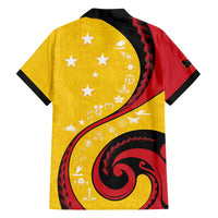 Papua New Guinea 50th Independence Anniversary Family Matching Off The Shoulder Long Sleeve Dress and Hawaiian Shirt Special Style Yellow Version LT05 - Polynesian Pride