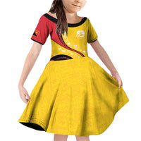 Papua New Guinea 50th Independence Anniversary Family Matching Off Shoulder Short Dress and Hawaiian Shirt Special Style Yellow Version LT05 Daughter's Dress Yellow - Polynesian Pride