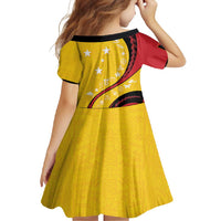 Papua New Guinea 50th Independence Anniversary Family Matching Short Sleeve Bodycon Dress and Hawaiian Shirt Special Style Yellow Version LT05 - Polynesian Pride