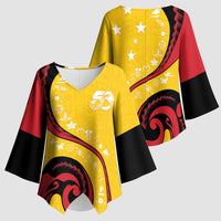 Papua New Guinea 50th Independence Anniversary Kimono Sleeve Blouse Special Style Yellow Version - Polynesian Pride