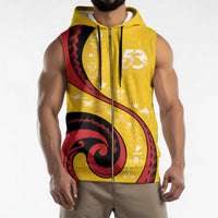 Papua New Guinea 50th Independence Anniversary Sleeveless Zip Hoodie Special Style Yellow Version - Polynesian Pride