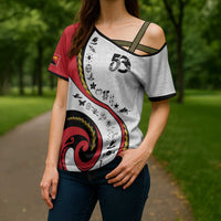 Papua New Guinea 50th Independence Anniversary Cross Shoulder Shirt Special Style White Version - Polynesian Pride