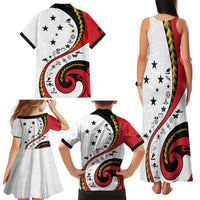 Papua New Guinea 50th Independence Anniversary Family Matching Tank Maxi Dress and Hawaiian Shirt Special Style White Version LT05 - Polynesian Pride