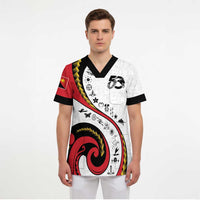 Papua New Guinea 50th Independence Anniversary Scrub Top Special Style White Version - Polynesian Pride