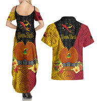 Personalized Papua New Guinea Independence Day Couples Matching Summer Maxi Dress and Hawaiian Shirt Bird Of Paradise With Polynesian Pattern LT05 - Polynesian Pride