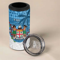 Personalised Fiji 4 in 1 Can Cooler Tumbler Coat Of Arms Tagimoucia With Fijian Tapa Pattern LT05 - Polynesian Pride