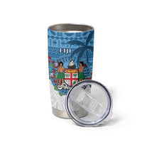 Personalised Fiji Tumbler Cup Coat Of Arms Tagimoucia With Fijian Tapa Pattern LT05 - Polynesian Pride
