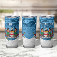 Personalised Fiji Tumbler Cup Coat Of Arms Tagimoucia With Fijian Tapa Pattern LT05 - Polynesian Pride