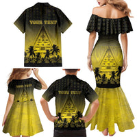 Personalised Palau Independence Day Family Matching Mermaid Dress and Hawaiian Shirt Palauan Tattoo Pattern LT05 - Polynesian Pride