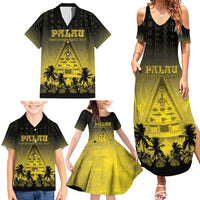 Personalised Palau Independence Day Family Matching Summer Maxi Dress and Hawaiian Shirt Palauan Tattoo Pattern LT05 - Polynesian Pride