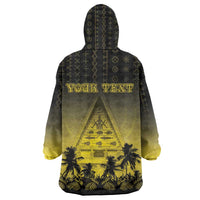 Personalised Palau Independence Day Wearable Blanket Hoodie Palauan Tattoo Pattern - Polynesian Pride