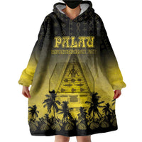 Personalised Palau Independence Day Wearable Blanket Hoodie Palauan Tattoo Pattern - Polynesian Pride