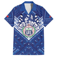 Toa Samoa Rugby Custom Family Matching Off The Shoulder Long Sleeve Dress and Hawaiian Shirt Samoan Pride With Tribal Pattern LT05 Dad's Shirt - Short Sleeve Blue - Polynesian Pride