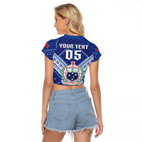 Toa Samoa Rugby Custom Raglan Cropped T Shirt Samoan Pride With Tribal Pattern - Polynesian Pride