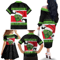 New Zealand Funny Christmas Family Matching Off The Shoulder Long Sleeve Dress and Hawaiian Shirt Maori Tiki LT05 - Polynesian Pride