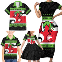 New Zealand Funny Christmas Family Matching Short Sleeve Bodycon Dress and Hawaiian Shirt Maori Tiki LT05 - Polynesian Pride