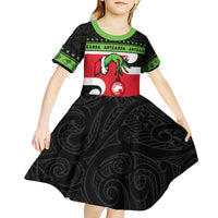 New Zealand Funny Christmas Kid Short Sleeve Dress Maori Tiki LT05 - Polynesian Pride