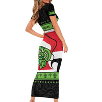 New Zealand Funny Christmas Short Sleeve Bodycon Dress Maori Tiki LT05 - Polynesian Pride