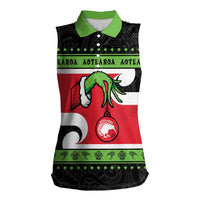 New Zealand Funny Christmas Women Sleeveless Polo Shirt Maori Tiki LT05 Female Black - Polynesian Pride