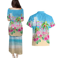 Hawaii Christmas Couples Matching Puletasi and Hawaiian Shirt Deck The Palms Holiday Flamingos LT05 - Polynesian Pride