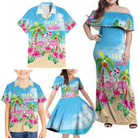 Hawaii Christmas Family Matching Off Shoulder Maxi Dress and Hawaiian Shirt Deck The Palms Holiday Flamingos LT05 - Polynesian Pride