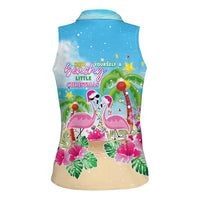 Hawaii Christmas Women Sleeveless Polo Shirt Deck The Palms Holiday Flamingos LT05 - Polynesian Pride
