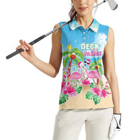 Hawaii Christmas Women Sleeveless Polo Shirt Deck The Palms Holiday Flamingos LT05 - Polynesian Pride