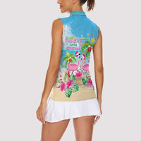 Hawaii Christmas Women Sleeveless Polo Shirt Deck The Palms Holiday Flamingos LT05 - Polynesian Pride