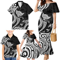 Hawaii Manta Ray Family Matching Mermaid Dress and Hawaiian Shirt Polynesian Art Tattoo LT05 - Polynesian Pride