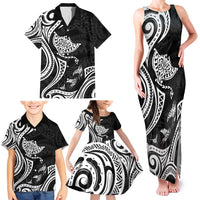 Hawaii Manta Ray Family Matching Tank Maxi Dress and Hawaiian Shirt Polynesian Art Tattoo