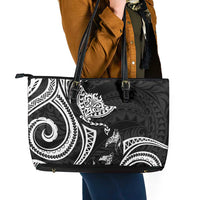 Hawaii Manta Ray Leather Tote Bag Polynesian Art Tattoo LT05 - Polynesian Pride