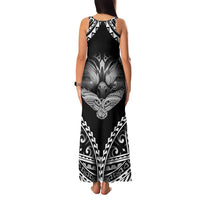 Hawaiian Hawk Family Matching Tank Maxi Dress and Hawaiian Shirt Polynesian Pattern Style