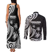 Hawaii Ohana Means Family Couples Matching Tank Maxi Dress and Long Sleeve Button Shirt Sea Turtle Polynesian Style LT05 - Polynesian Pride