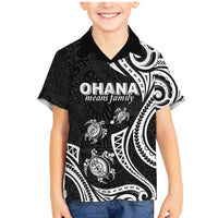 Hawaii Ohana Means Family Family Matching Mermaid Dress and Hawaiian Shirt Sea Turtle Polynesian Style LT05 Son's Shirt Black - Polynesian Pride
