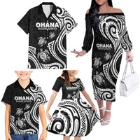 Hawaii Ohana Means Family Family Matching Off The Shoulder Long Sleeve Dress and Hawaiian Shirt Sea Turtle Polynesian Style LT05 - Polynesian Pride