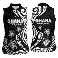 Hawaii Ohana Means Family Women Sleeveless Polo Shirt Sea Turtle Polynesian Style LT05 - Polynesian Pride