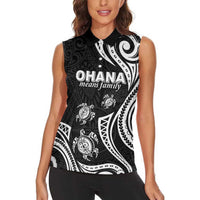 Hawaii Ohana Means Family Women Sleeveless Polo Shirt Sea Turtle Polynesian Style LT05 - Polynesian Pride