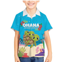 Ohana Hawaii Family Matching Mermaid Dress and Hawaiian Shirt Kawaii Family Turtle LT05 Son's Shirt Blue - Polynesian Pride