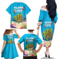 Ohana Hawaii Family Matching Off The Shoulder Long Sleeve Dress and Hawaiian Shirt Kawaii Family Turtle LT05 - Polynesian Pride